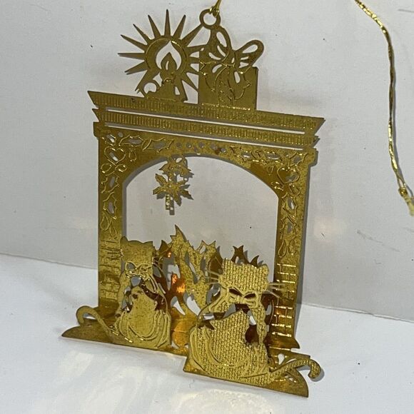 Danbury Mint 23K Gold Plated Christmas Ornament 9 Piece Lot Vintage 80’s Detail - Picture 5 of 9